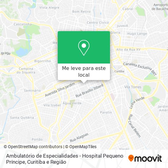 Ambulatório de Especialidades - Hospital Pequeno Príncipe mapa