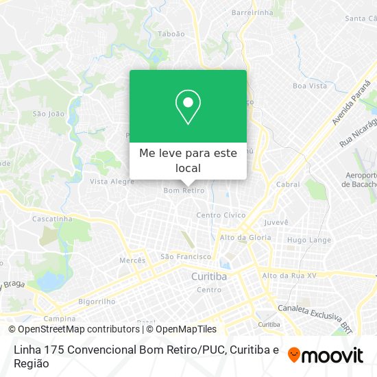 Linha 175 Convencional Bom Retiro / PUC mapa