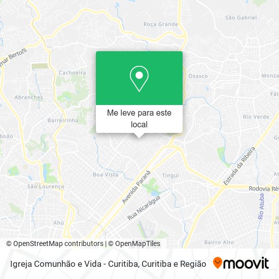 Igreja Comunhão e Vida - Curitiba mapa