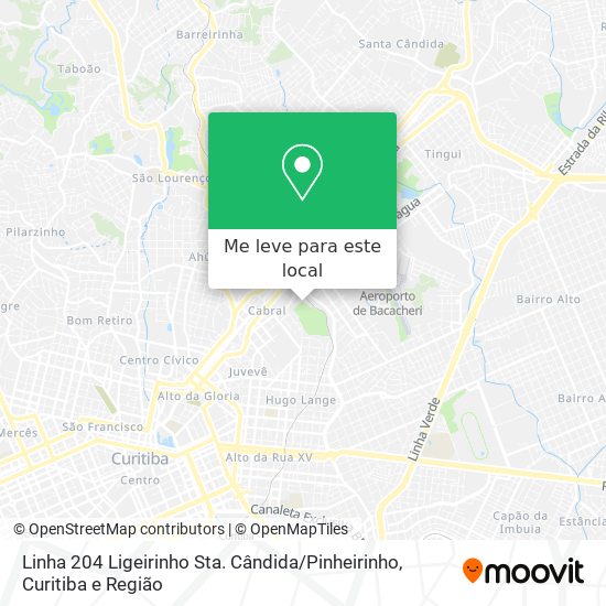 Linha 204 Ligeirinho Sta. Cândida / Pinheirinho mapa