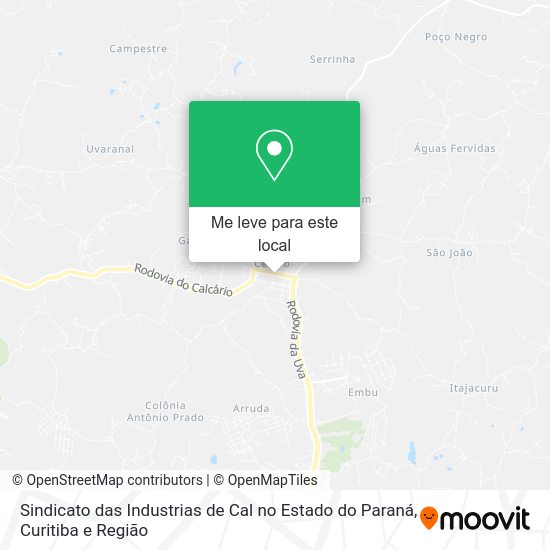 Sindicato das Industrias de Cal no Estado do Paraná mapa