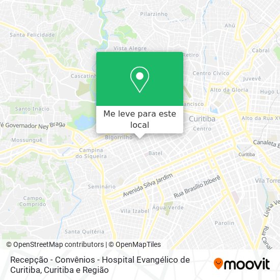 Recepção - Convênios - Hospital Evangélico de Curitiba mapa