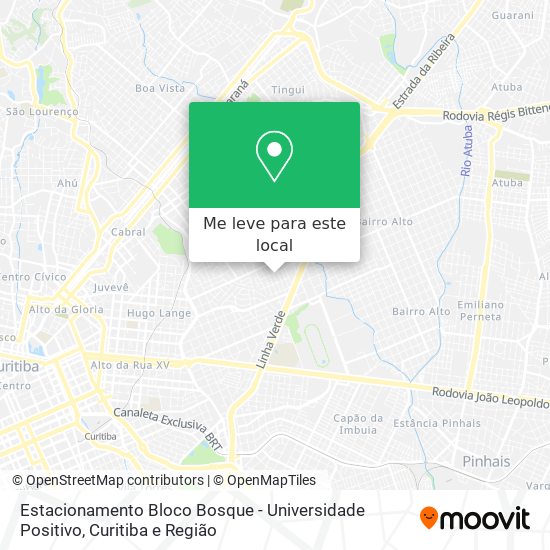 Estacionamento Bloco Bosque - Universidade Positivo mapa