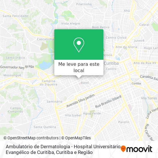 Ambulatório de Dermatologia - Hospital Universitário Evangélico de Curitiba mapa