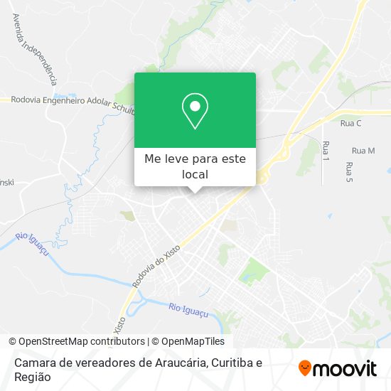 Camara de vereadores de Araucária mapa