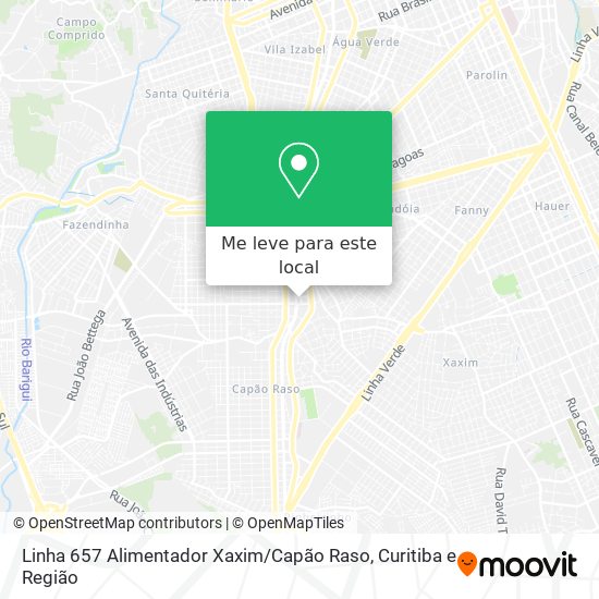 Linha 657 Alimentador Xaxim / Capão Raso mapa