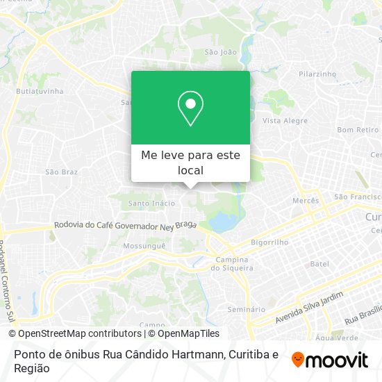 Ponto de ônibus Rua Cândido Hartmann mapa