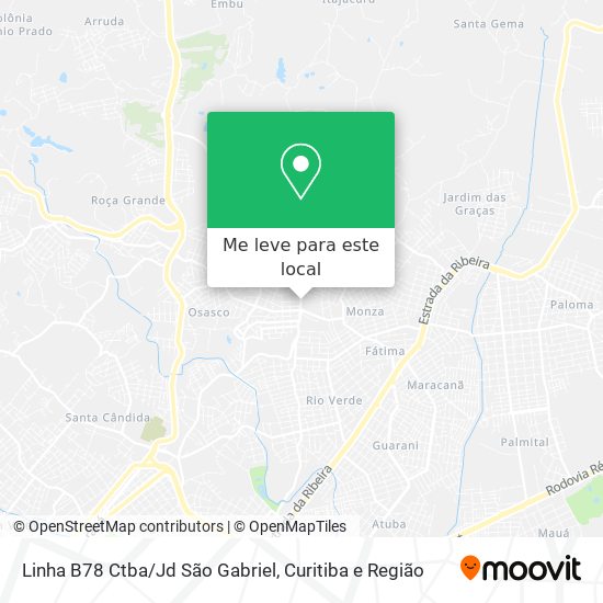 Linha B78 Ctba/Jd São Gabriel mapa