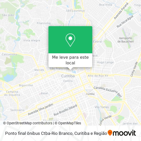 Ponto final ônibus Ctba-Rio Branco mapa