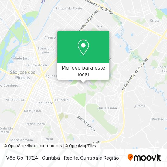 Vôo Gol 1724 - Curitiba - Recife mapa