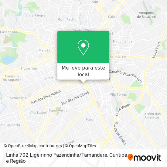 Linha 702 Ligeirinho Fazendinha / Tamandaré mapa