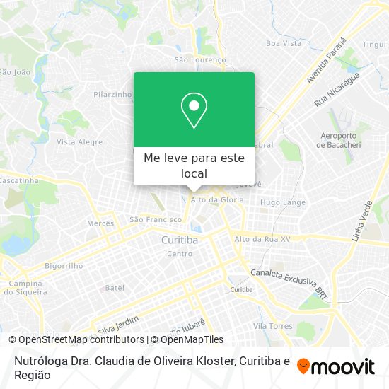 Nutróloga Dra. Claudia de Oliveira Kloster mapa