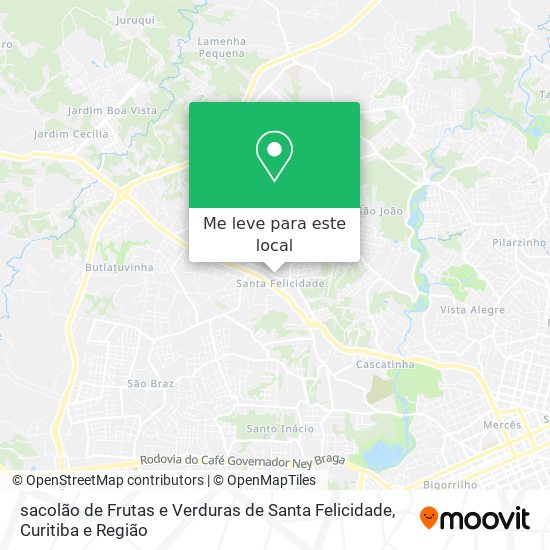 sacolão de Frutas e Verduras de Santa Felicidade mapa