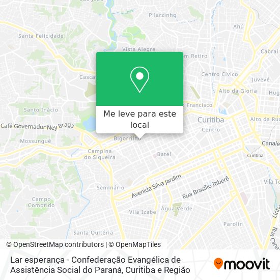 Lar esperança - Confederação Evangélica de Assistência Social do Paraná mapa