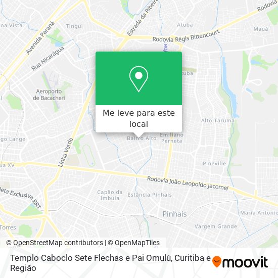 Templo Caboclo Sete Flechas e Pai Omulú mapa