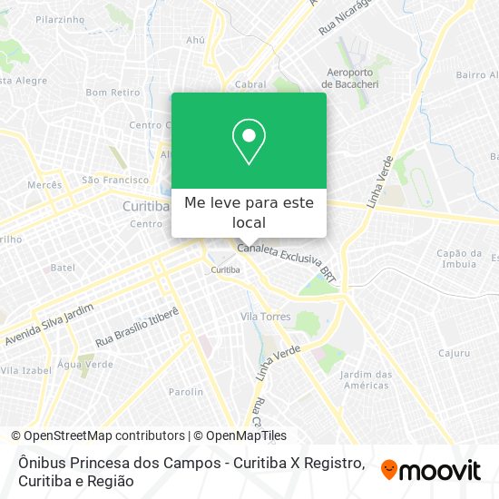 Ônibus Princesa dos Campos - Curitiba X Registro mapa