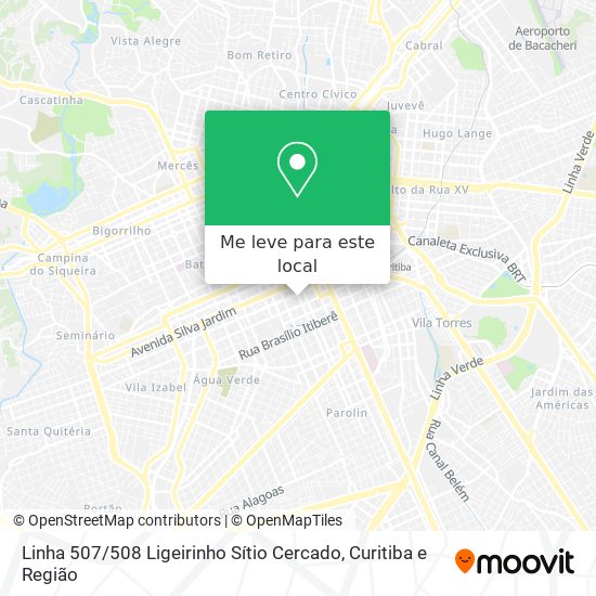 Linha 507 / 508 Ligeirinho Sítio Cercado mapa