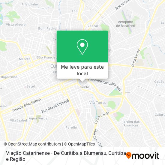 Viação Catarinense - De Curitiba a Blumenau mapa