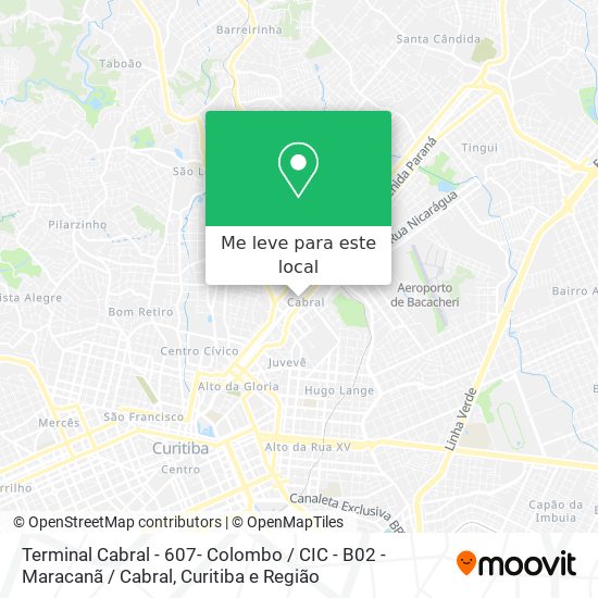 Terminal Cabral - 607- Colombo / CIC - B02 - Maracanã / Cabral mapa