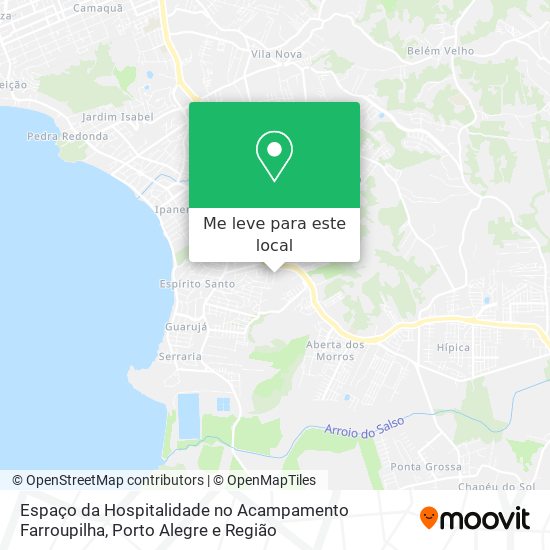 Espaço da Hospitalidade no Acampamento Farroupilha mapa