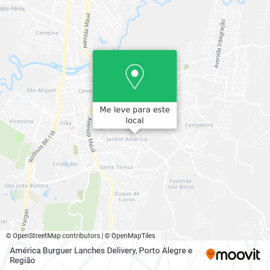 América Burguer Lanches Delivery mapa