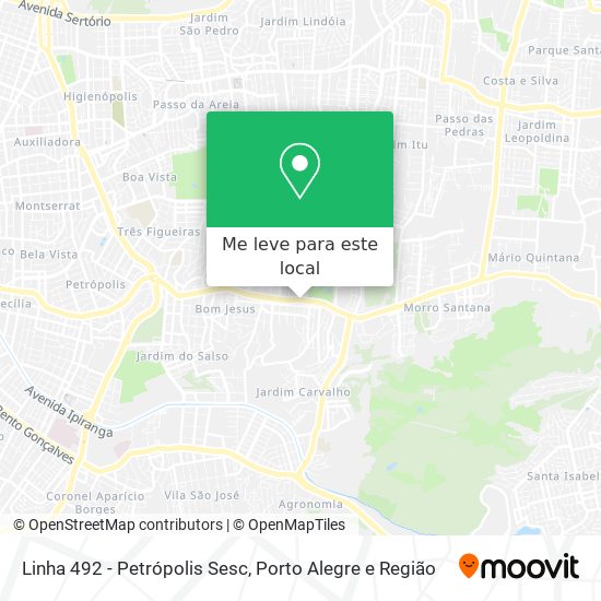 Linha 492 - Petrópolis Sesc mapa