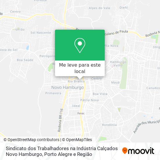 Sindicato dos Trabalhadores na Indústria Calçados Novo Hamburgo mapa