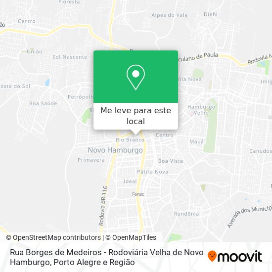 Rua Borges de Medeiros - Rodoviária Velha de Novo Hamburgo mapa