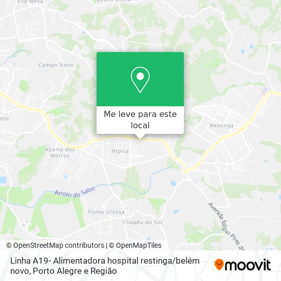 Linha A19- Alimentadora hospital restinga / belém novo mapa