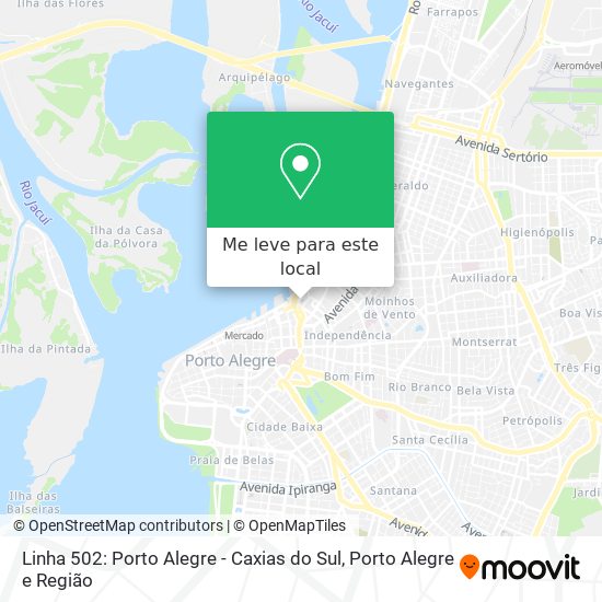 Linha 502: Porto Alegre - Caxias do Sul mapa