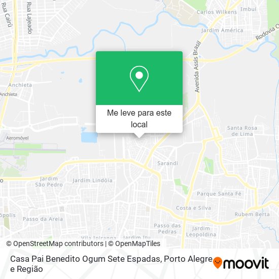 Casa Pai Benedito Ogum Sete Espadas mapa