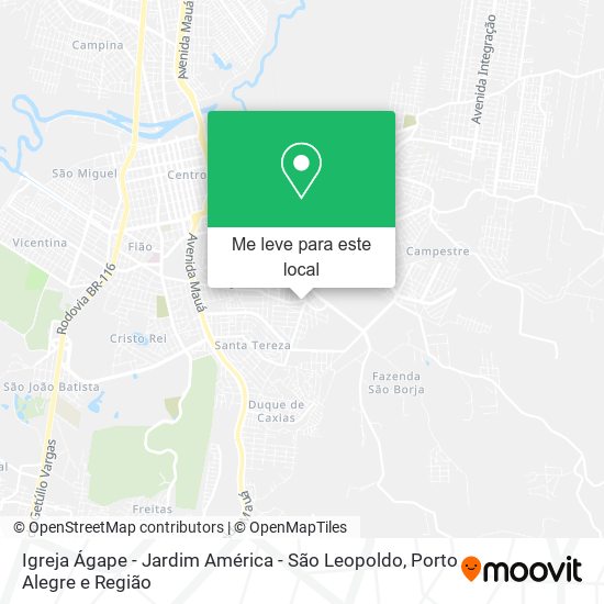 Igreja Ágape - Jardim América - São Leopoldo mapa