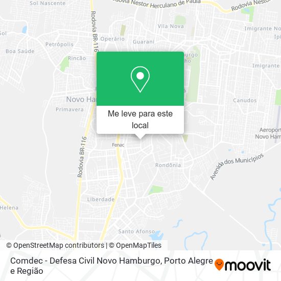 Comdec - Defesa Civil Novo Hamburgo mapa