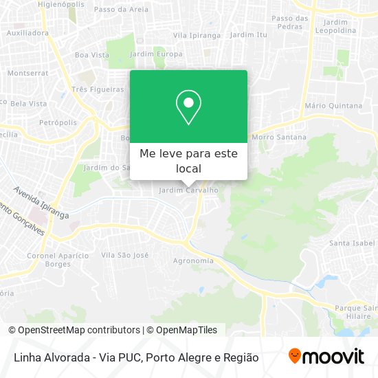 Linha Alvorada - Via PUC mapa