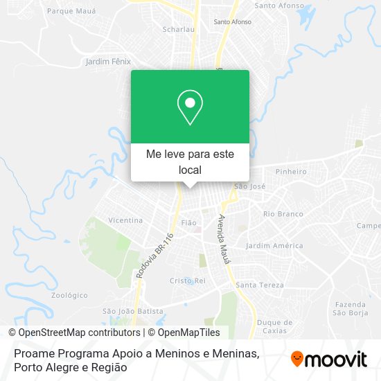 Proame Programa Apoio a Meninos e Meninas mapa