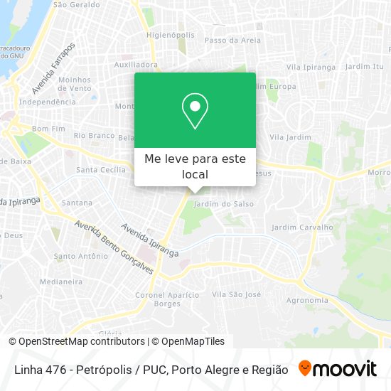 Linha 476 - Petrópolis / PUC mapa