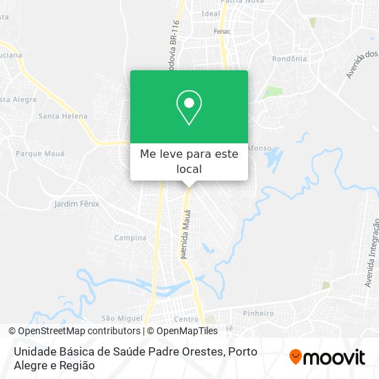 Unidade Básica de Saúde Padre Orestes mapa