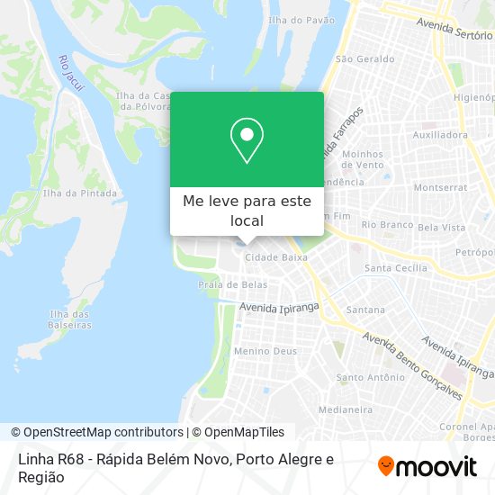 Linha R68 - Rápida Belém Novo mapa