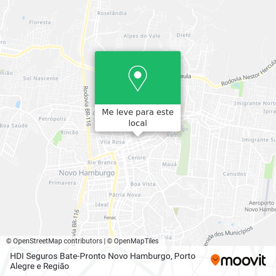 HDI Seguros Bate-Pronto Novo Hamburgo mapa