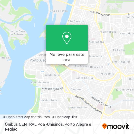 Ônibus CENTRAL Poa -Unisinos mapa