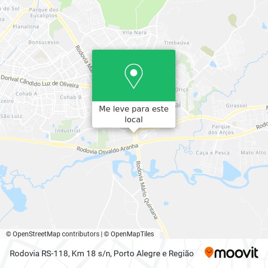 Rodovia RS-118, Km 18 s/n mapa