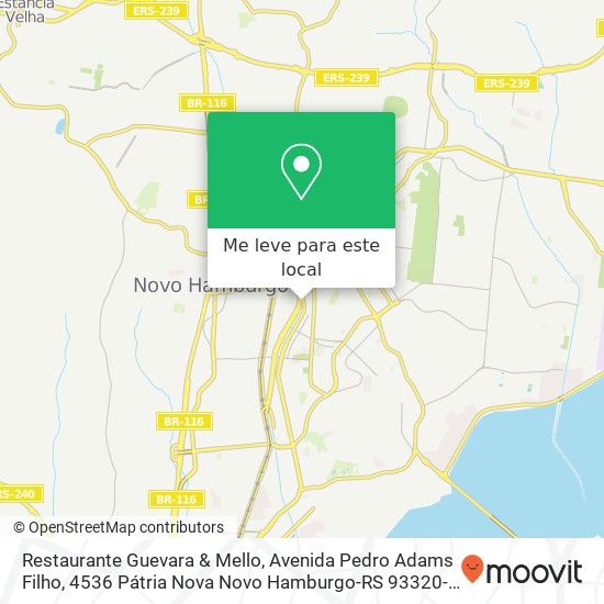 Restaurante Guevara & Mello, Avenida Pedro Adams Filho, 4536 Pátria Nova Novo Hamburgo-RS 93320-005 mapa