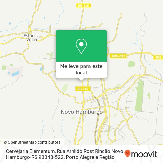 Cervejaria Elementum, Rua Arnildo Rost Rincão Novo Hamburgo-RS 93348-522 mapa