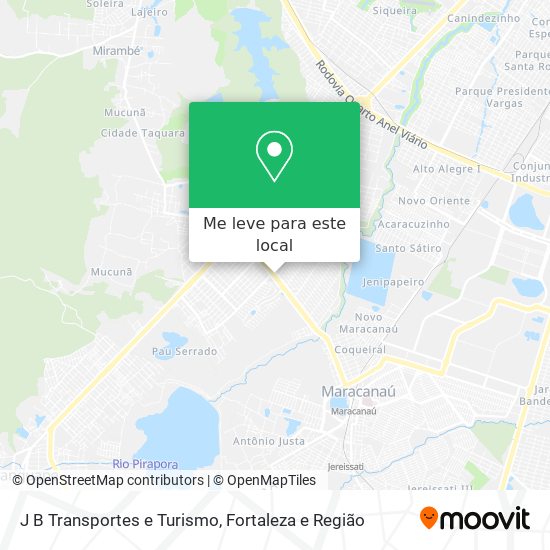 J B Transportes e Turismo mapa
