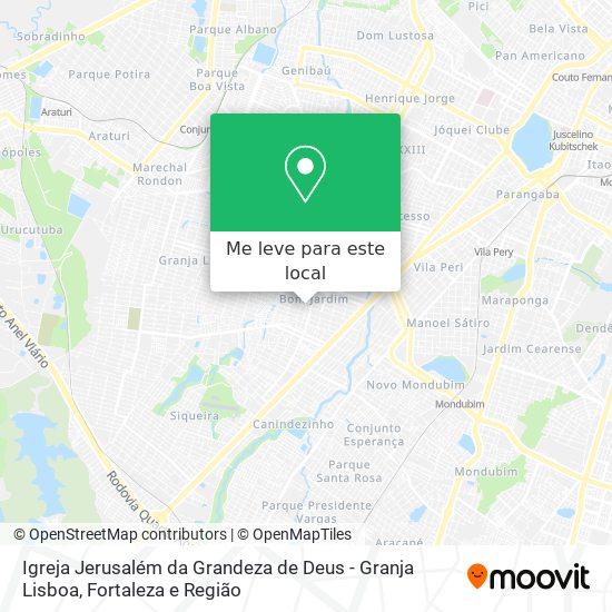 Igreja Jerusalém da Grandeza de Deus - Granja Lisboa mapa
