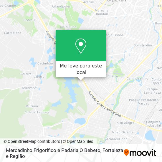 Mercadinho Frigorifico e Padaria O Bebeto mapa