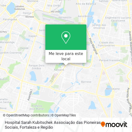 Hospital Sarah Kubitschek Associação das Pioneiras Sociais mapa