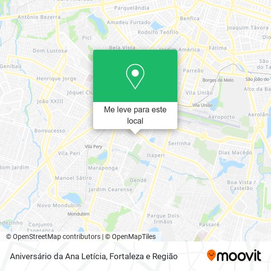 Aniversário da Ana Letícia mapa