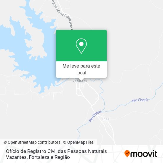 Ofício de Registro Civil das Pessoas Naturais Vazantes mapa