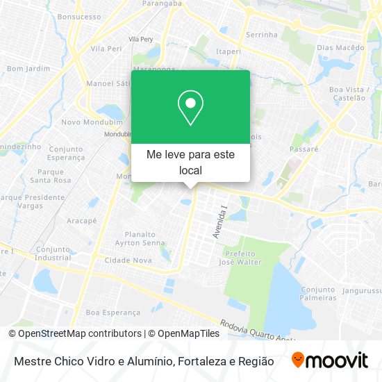 Mestre Chico Vidro e Alumínio mapa